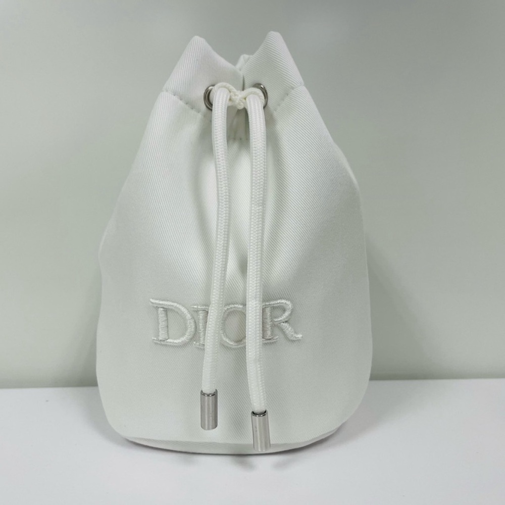 Dior White Bucket String Pouch